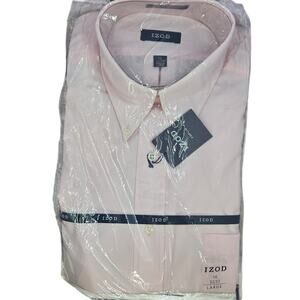 NWT Large 16 32/33 Izod Pink Collared Shirt with Front Pocket